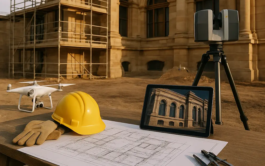 Heritage preservation team working on site